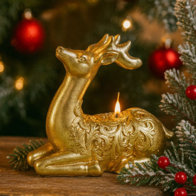 Cornici in argento: Candele Decorative Renna Oro